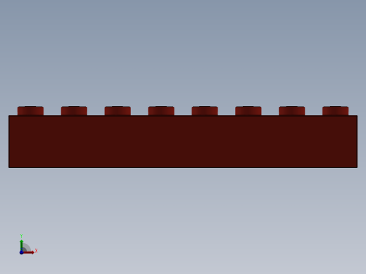 乐高套装 4421基本积木-300821 Bright Red Brick 1 x 8.SLDPRT前视缩略图