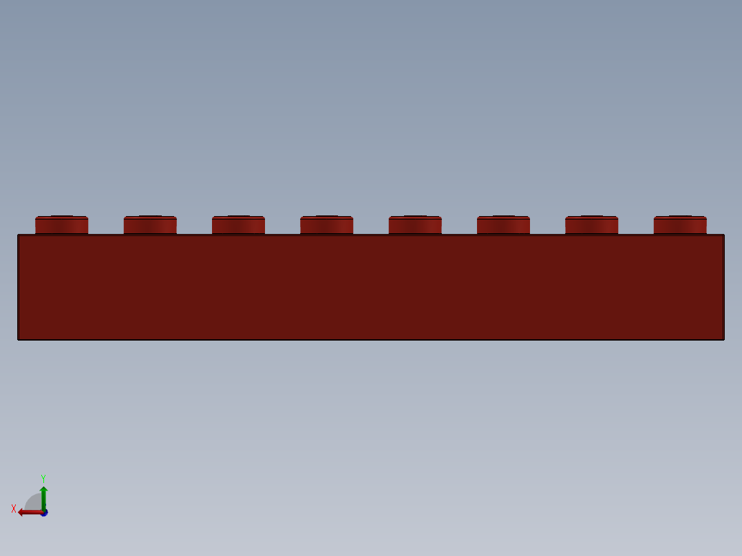 乐高套装 4421基本积木-300821 Bright Red Brick 1 x 8.SLDPRT后视图