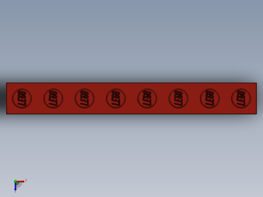 乐高套装 4421基本积木-300821 Bright Red Brick 1 x 8.SLDPRT俯视缩略图