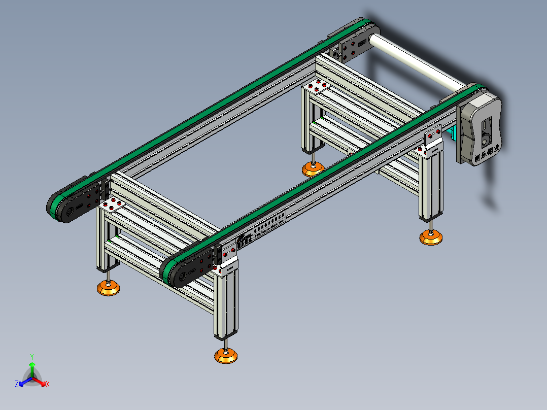 LE-XC4080-齿形同步线右边驱动正等轴测图