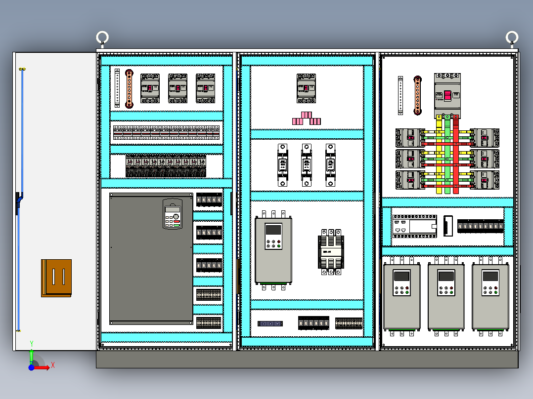 钣金柜630A、PLC软启动控制柜 71552前视图