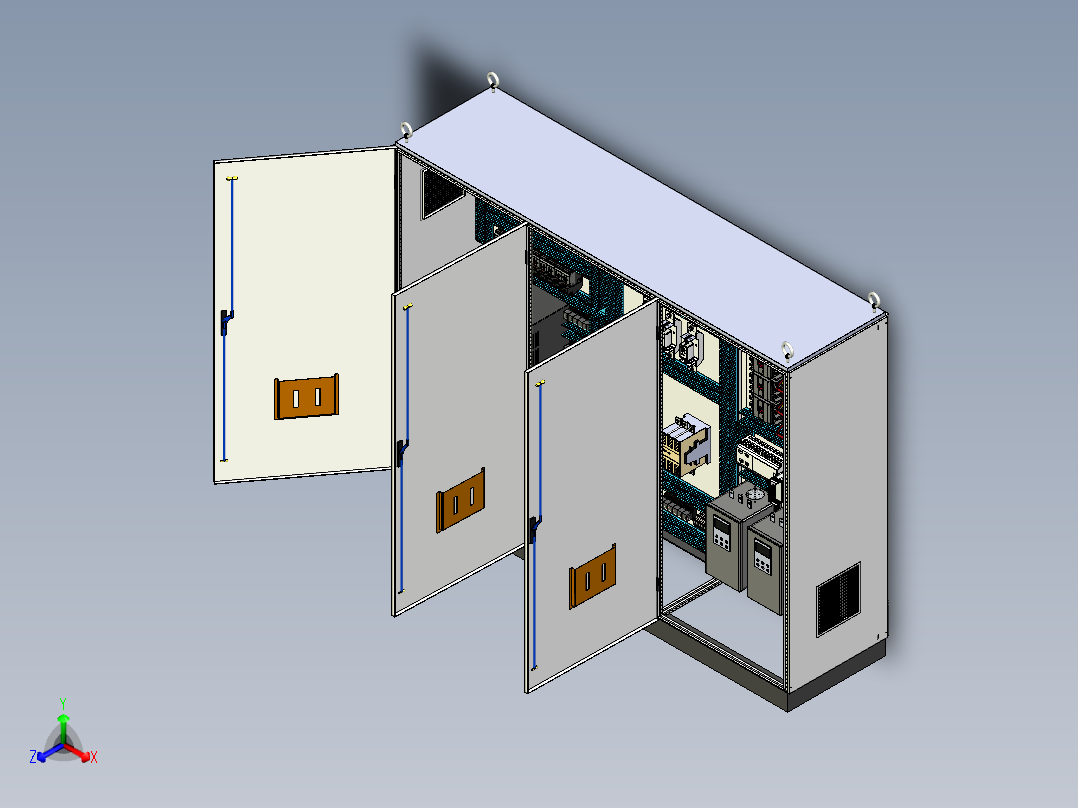 钣金柜630A、PLC软启动控制柜 71552正等轴测图