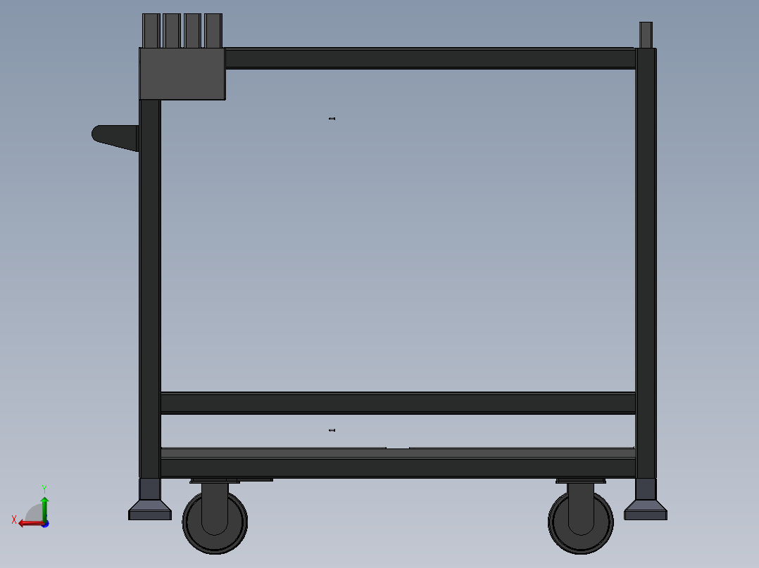 货架、托盘小车后视图