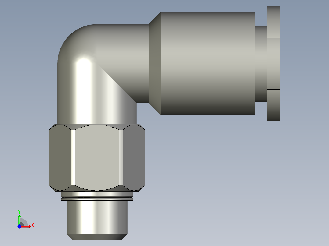 GPL4M5-M迷你L型螺纹二通22ZB前视图