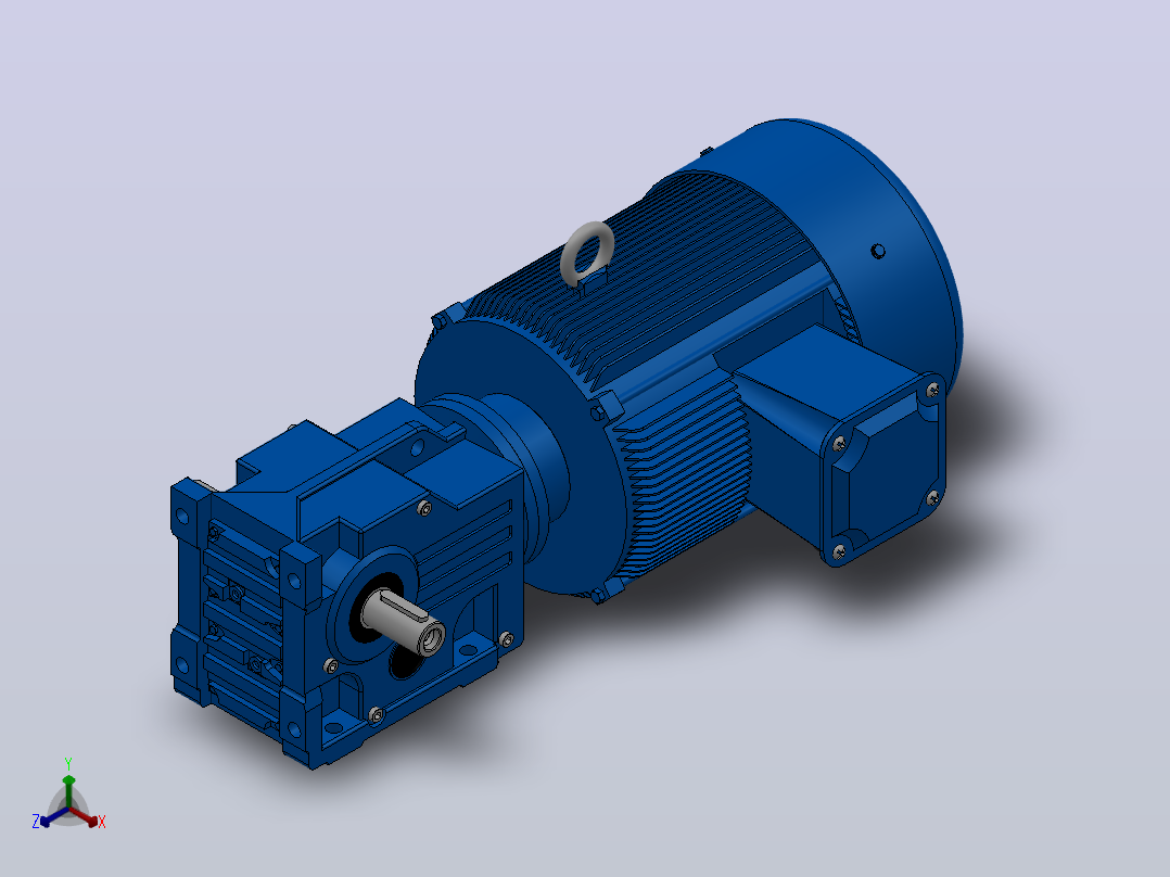 K37底脚轴伸式安装螺旋锥齿轮减速机K37-Y3-4P-7.96-M1-0°-A+B主视图