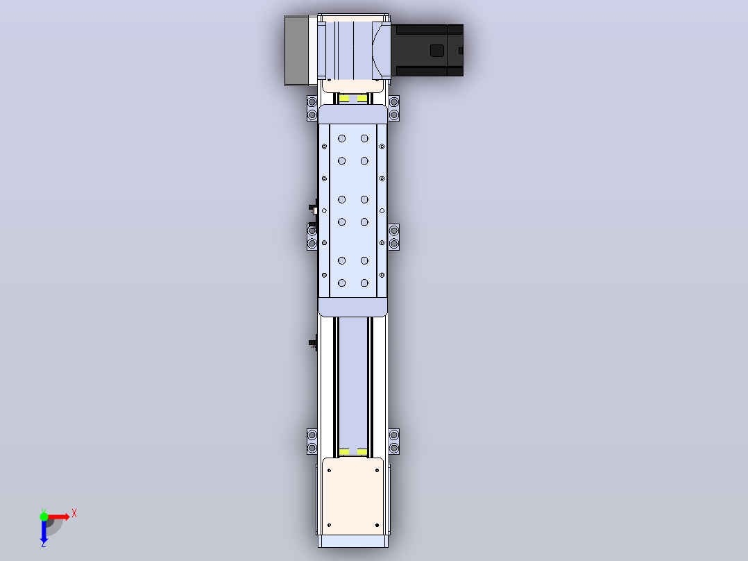 DMEB110L-LUCR欧规同步带模组直线模组（电机左上折）[DMEB110L-L13S350-DT750-C2U-LUCR]俯视图