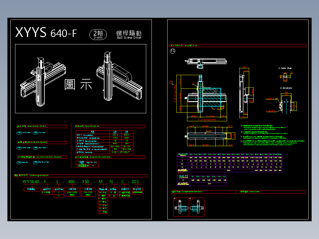2D目錄-XYYS640-F滚珠花健、支撑座、滚珠丝杠、交叉导轨、直线模组