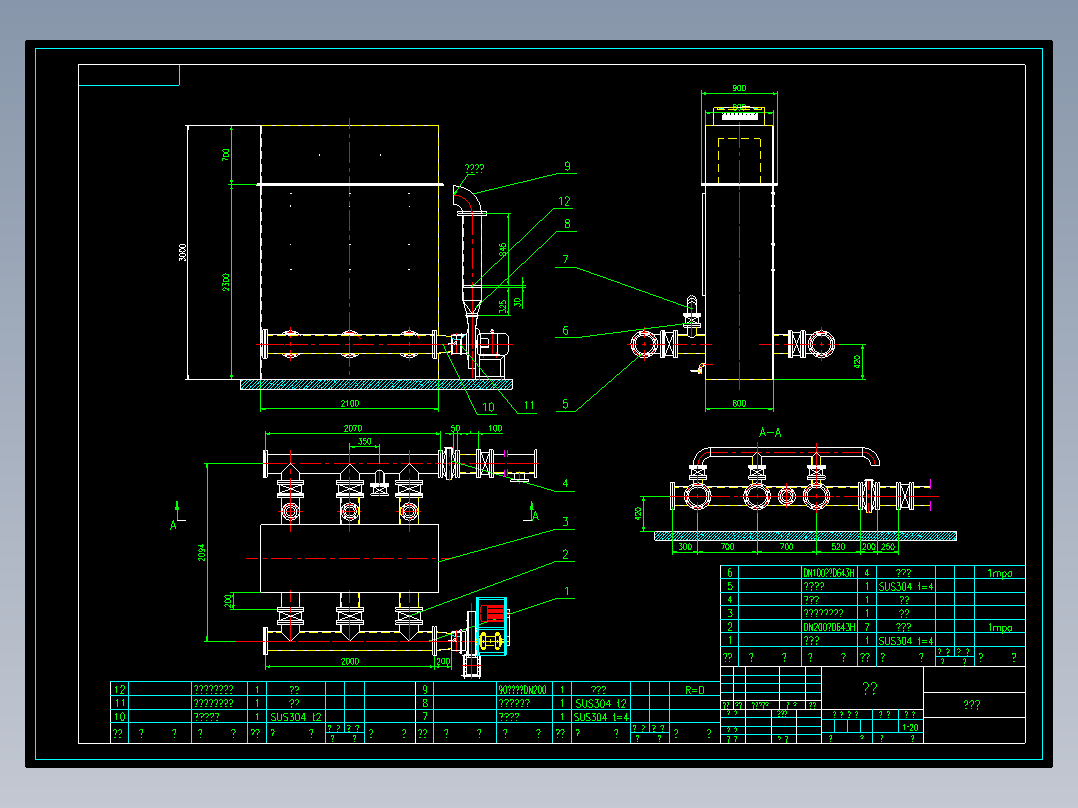 一套电加热RCO蓄热式催化燃烧炉加工CAD图纸 2004版本