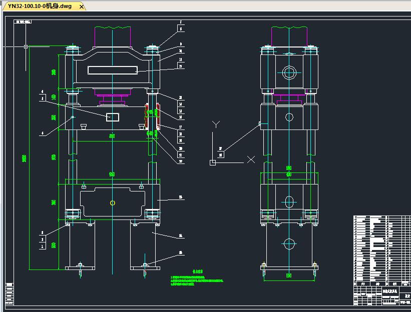 YN32-100A四柱式油压机 全套86张CAD