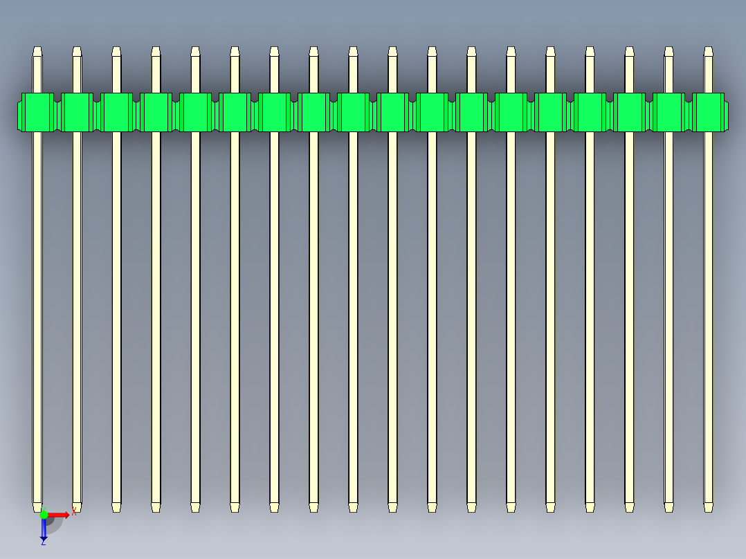 彩色公头100mil（2.54mm）系列-DS1021_green_2x18p_100mil_Type43_rev1.0俯视图