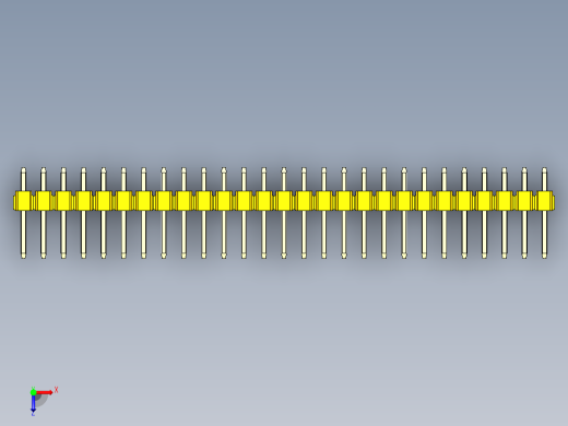 彩色公头100mil（2.54mm）系列-DS1021_yellow_1x27p_100mil_Type1_rev1.0俯视缩略图