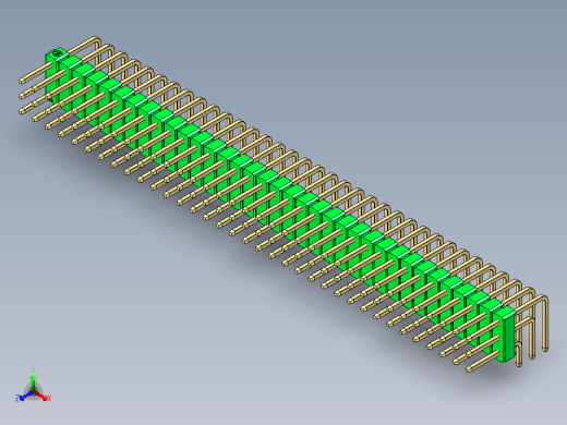 彩色公排针 100mil 2.54mm 系列-DS1022_green_3x35p_100mil_TypeD_rev1.0正等轴测缩略图