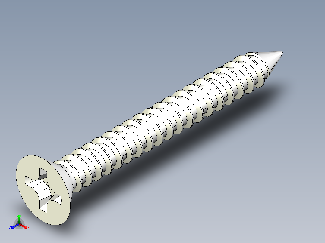 m3-13-to-40-沉头自攻螺丝-Screw M3 x 25 for Wood.STEP正等轴测图