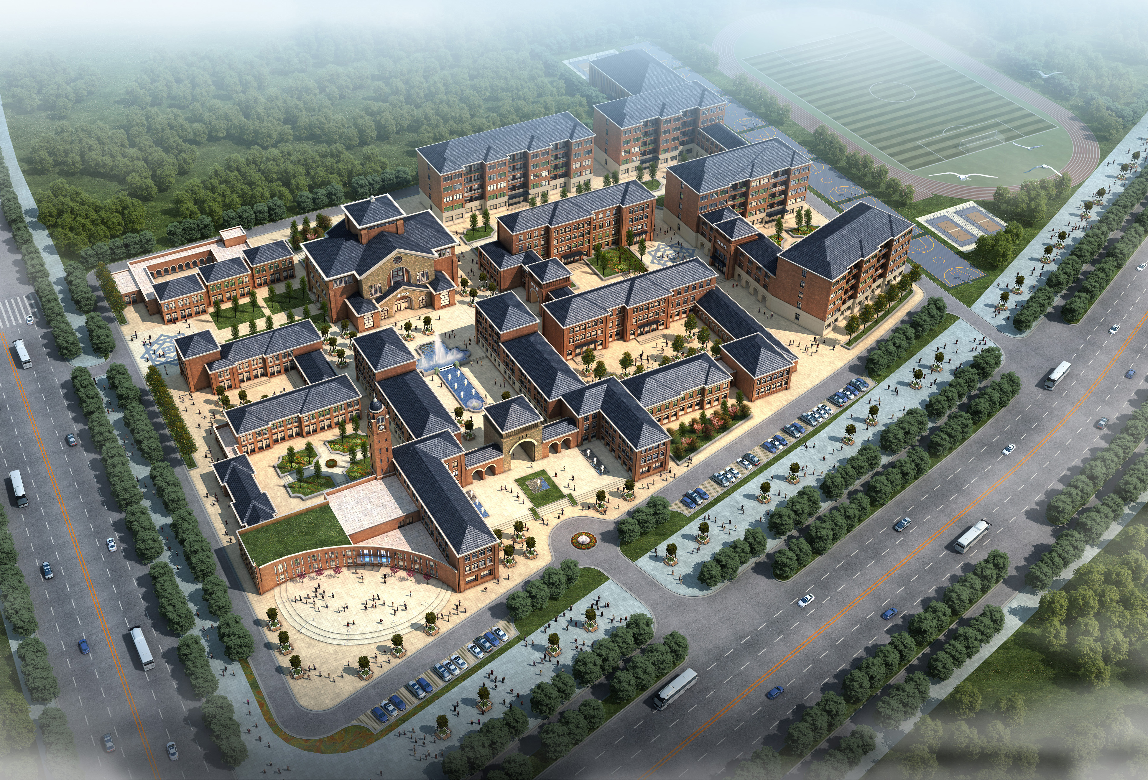 徐州国际学校公建学校 欧式 CCI（含文本效果图 CAD SU）