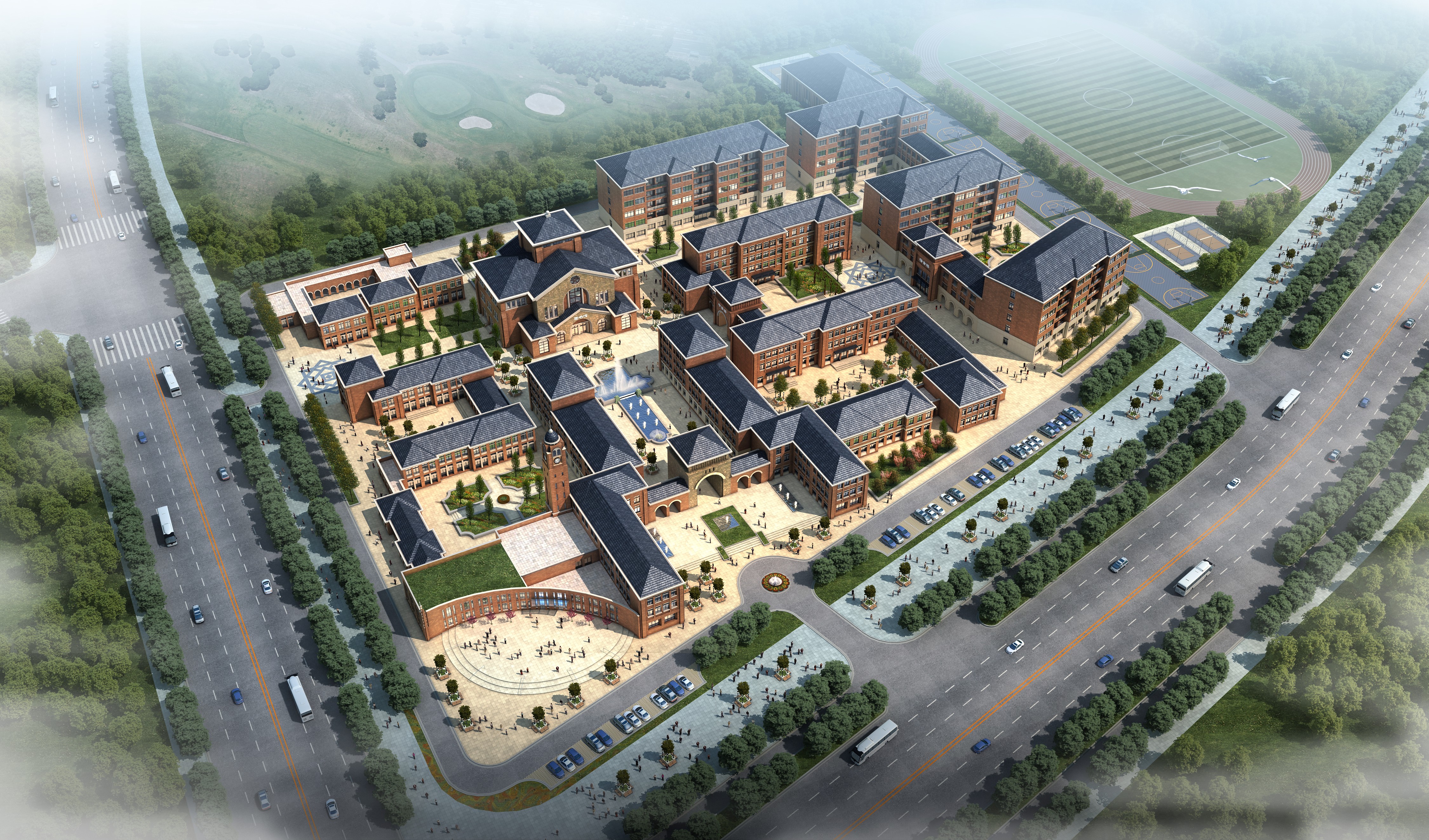 徐州国际学校公建学校 欧式 CCI（含文本效果图 CAD SU）