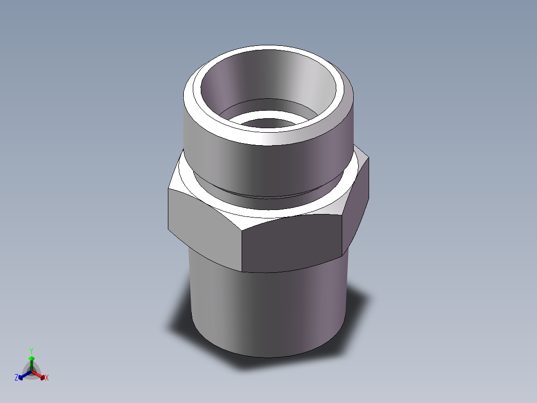 英制锥管螺纹直接头、1CT-18-06SP正等轴测图