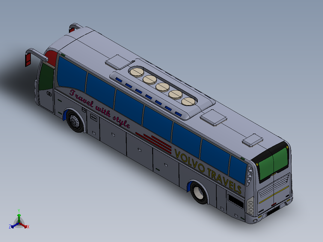 客车、公交车、沃尔沃9400正等轴测图