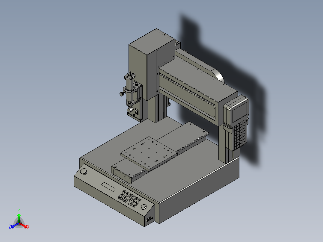 桌面式三轴点胶机正等轴测图