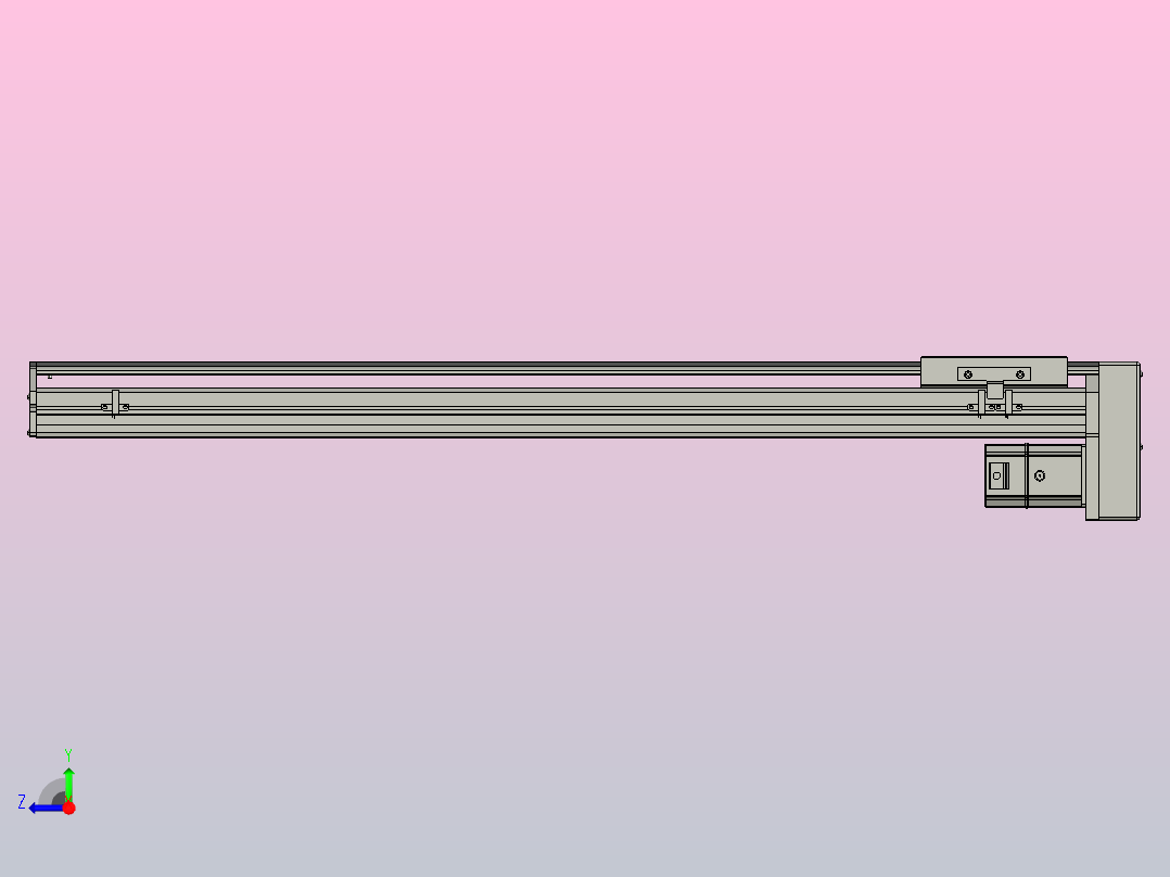 SYS14-800-BM-200W滚珠花健、支撑座、滚珠丝杠、交叉导轨、直线模组.STEP右视图
