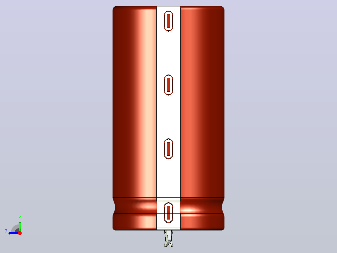 25 x50棕白色底片电解电容器右视图