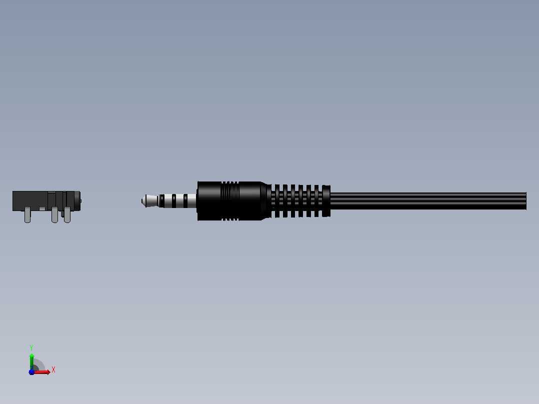 3.5mm耳机-直插头+PJ-320插口前视图