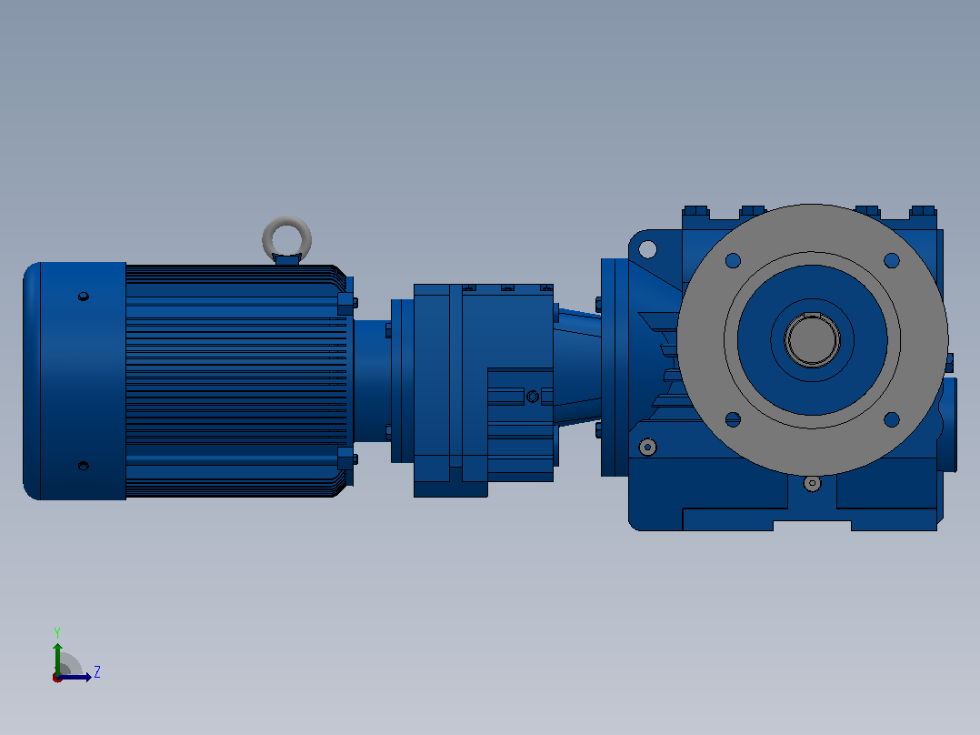 SF67R37组合式斜齿-蜗轮蜗杆减速机SF67R37-Y0.55-4P-198-M1-0°-A+B左视图