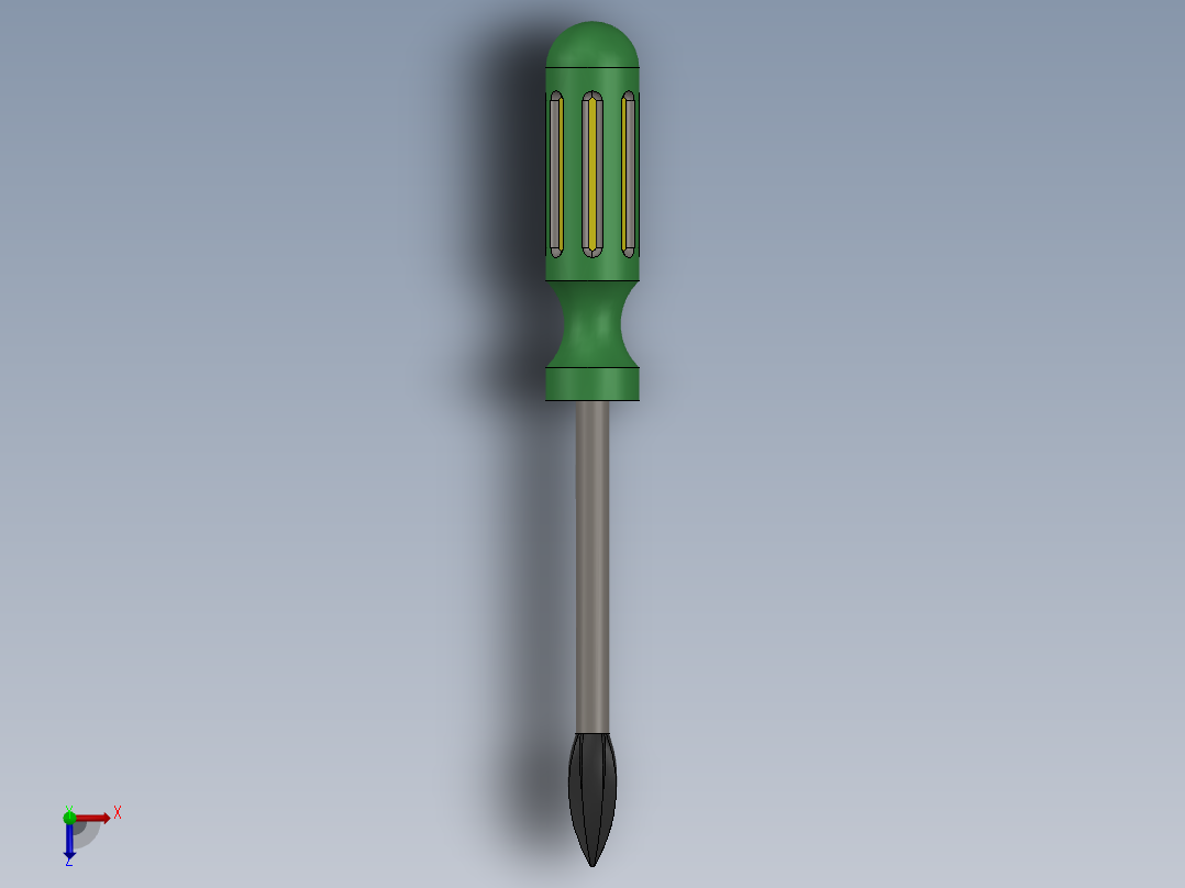 螺丝刀模型3D模型俯视图