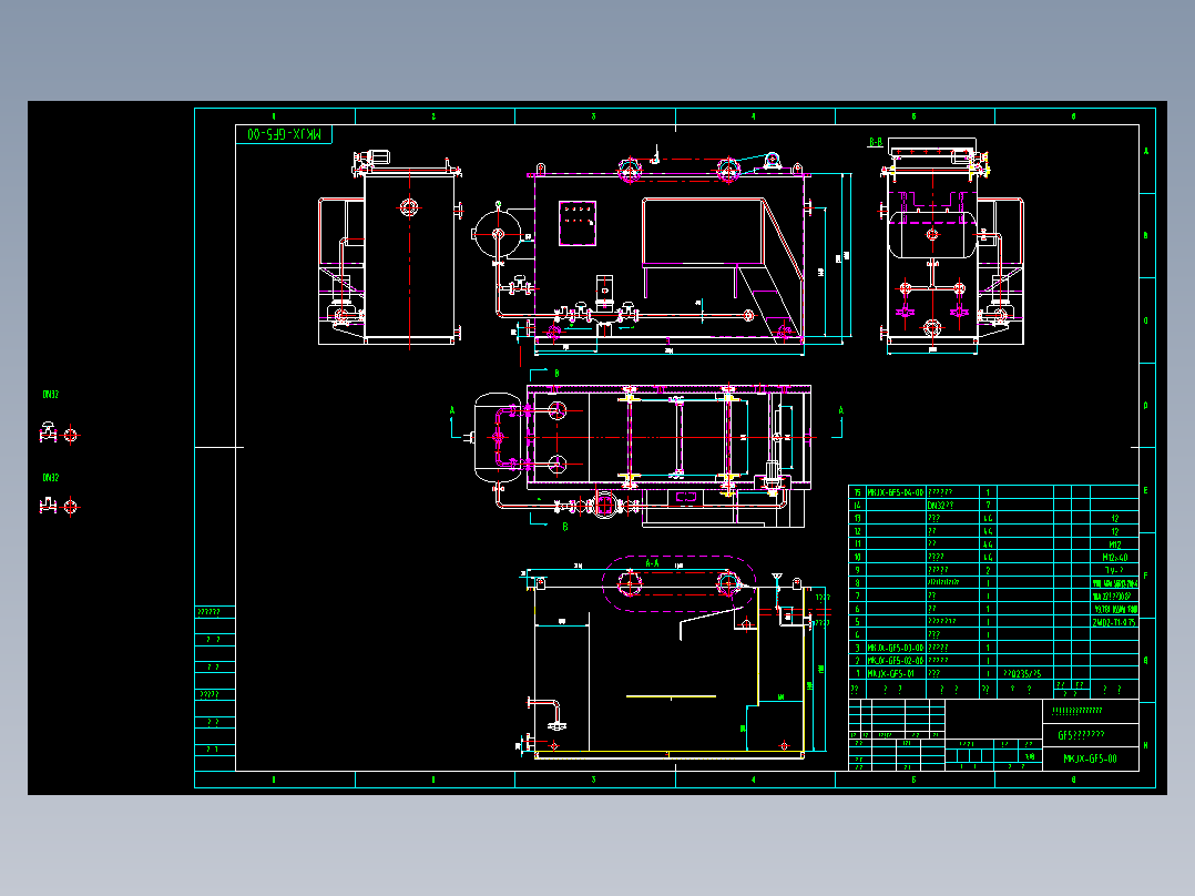 5吨每小时溶气气浮机全套生产加工cad图纸环保设备cad图