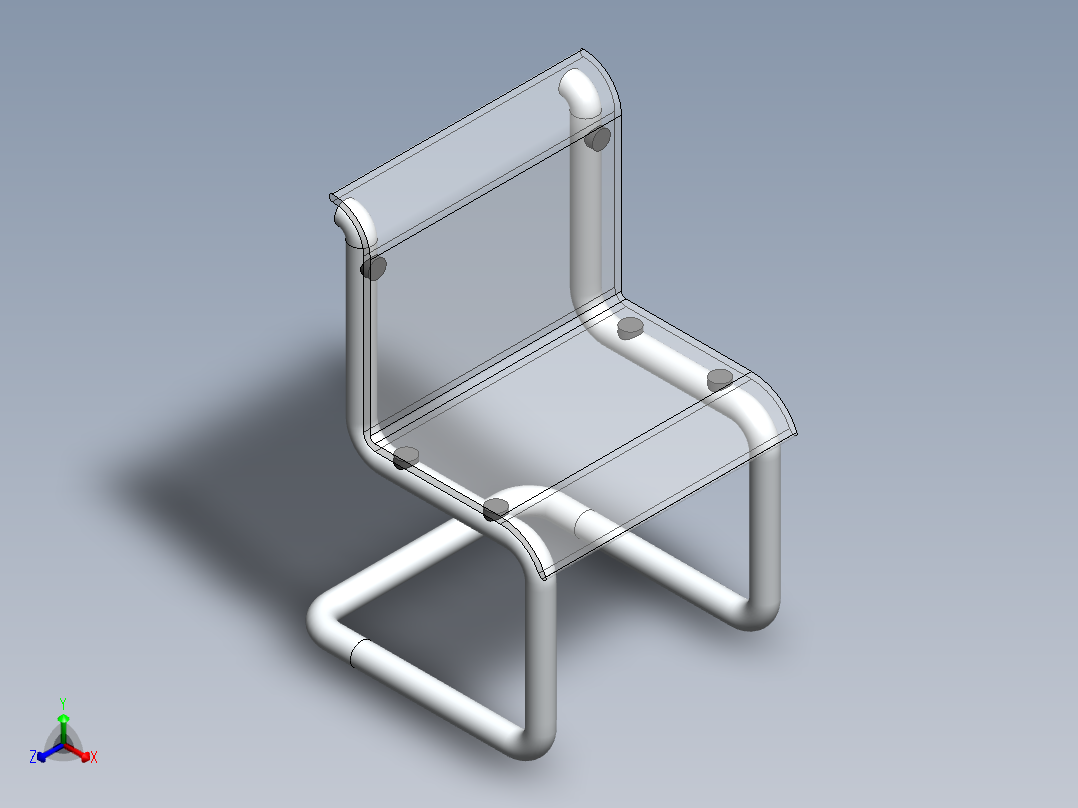 塑料椅子透明靠椅正等轴测图