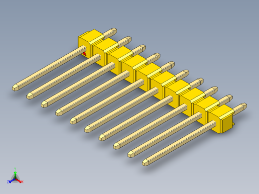 彩色公头100mil（2.54mm）系列-DS1021_yellow_1x10p_100mil_Type5_rev1.0