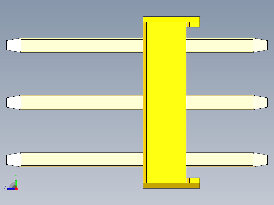 彩色公头100mil（2.54mm）系列-DS1021_yellow_3x01p_100mil_Type1_rev1.0右视图