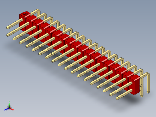 彩色公排针 100mil 2.54mm 系列-DS1022_red_2x18p_100mil_TypeD_rev1.0