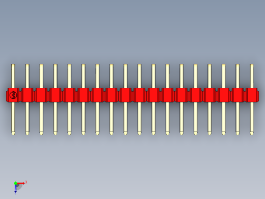 彩色公排针 100mil 2.54mm 系列-DS1022_red_2x18p_100mil_TypeD_rev1.0俯视缩略图