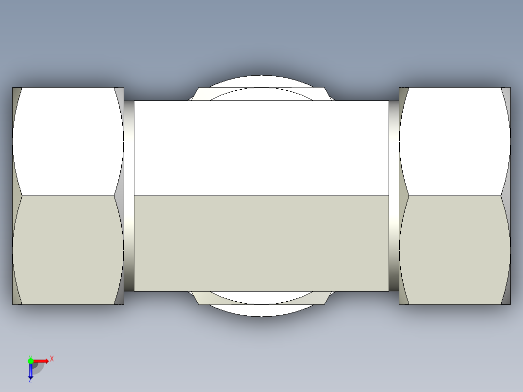 卡套式工业通用硬管接头EO_Adjustable_locknut_branch_tee_TEE28LRCF俯视图