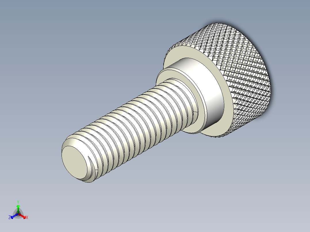 滚花指旋螺钉-M12 x 40mm正等轴测图