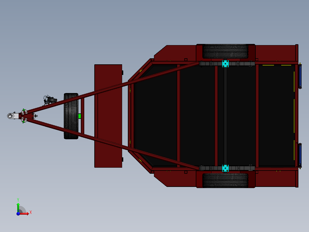挂车拖车2440-x-1600-single-axle-bike-trailer SW PDF二维图前视图