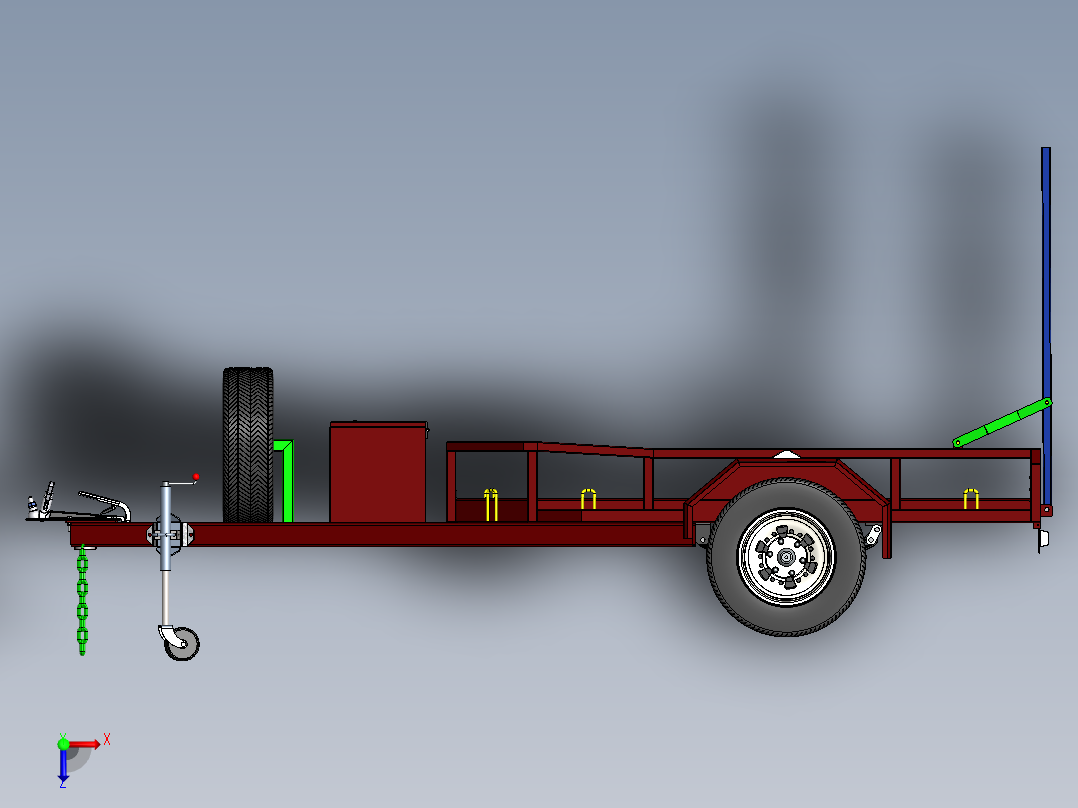 挂车拖车2440-x-1600-single-axle-bike-trailer SW PDF二维图俯视图