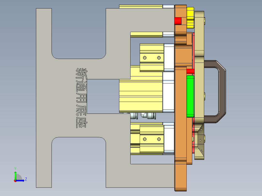 MACH-C笔记本CNC工装夹具三维模型-CNC6-KB框落料-200601左视图