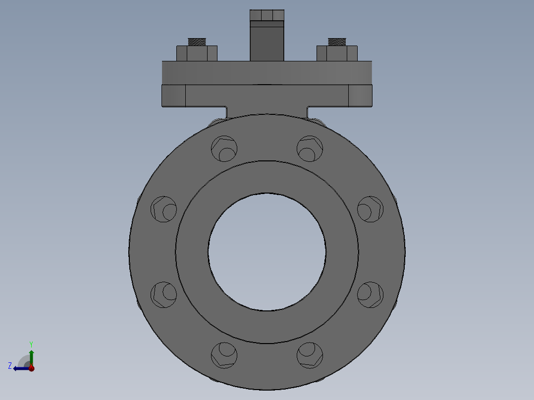 [DN100]球阀右视图