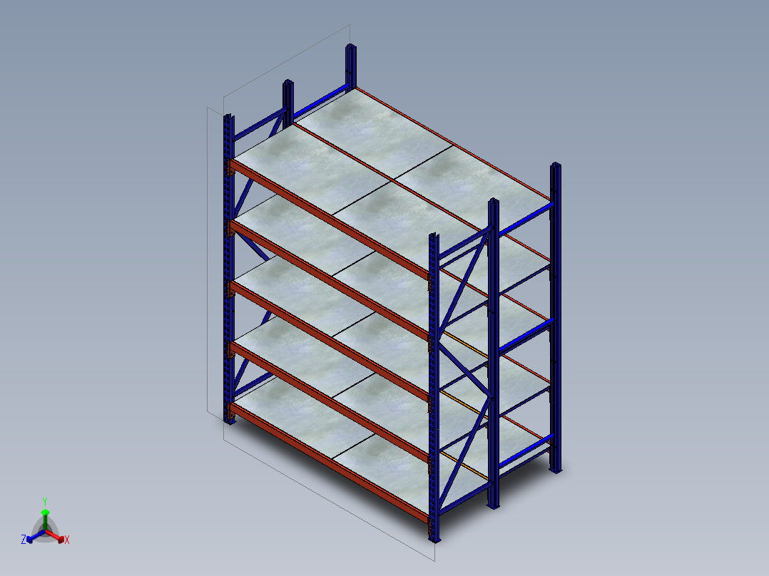 中梯货架  SW16正等轴测图