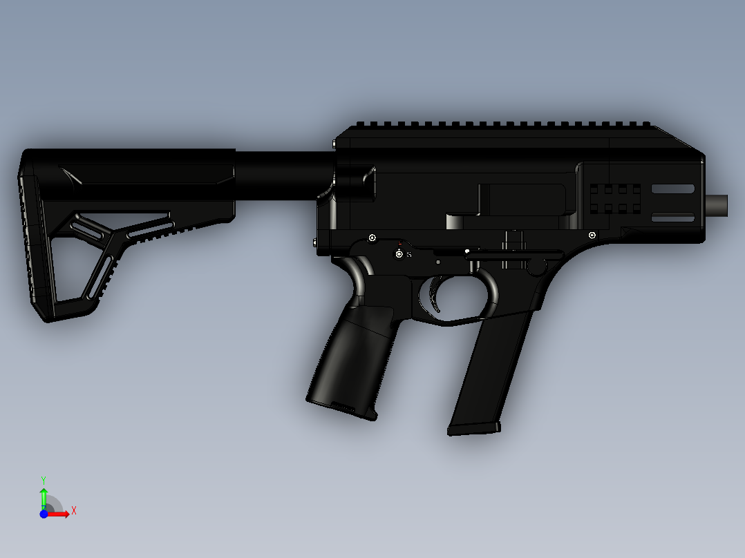 手枪左轮冲锋枪老式狙击步枪设计3D图纸fgc-9_mkii STP前视图