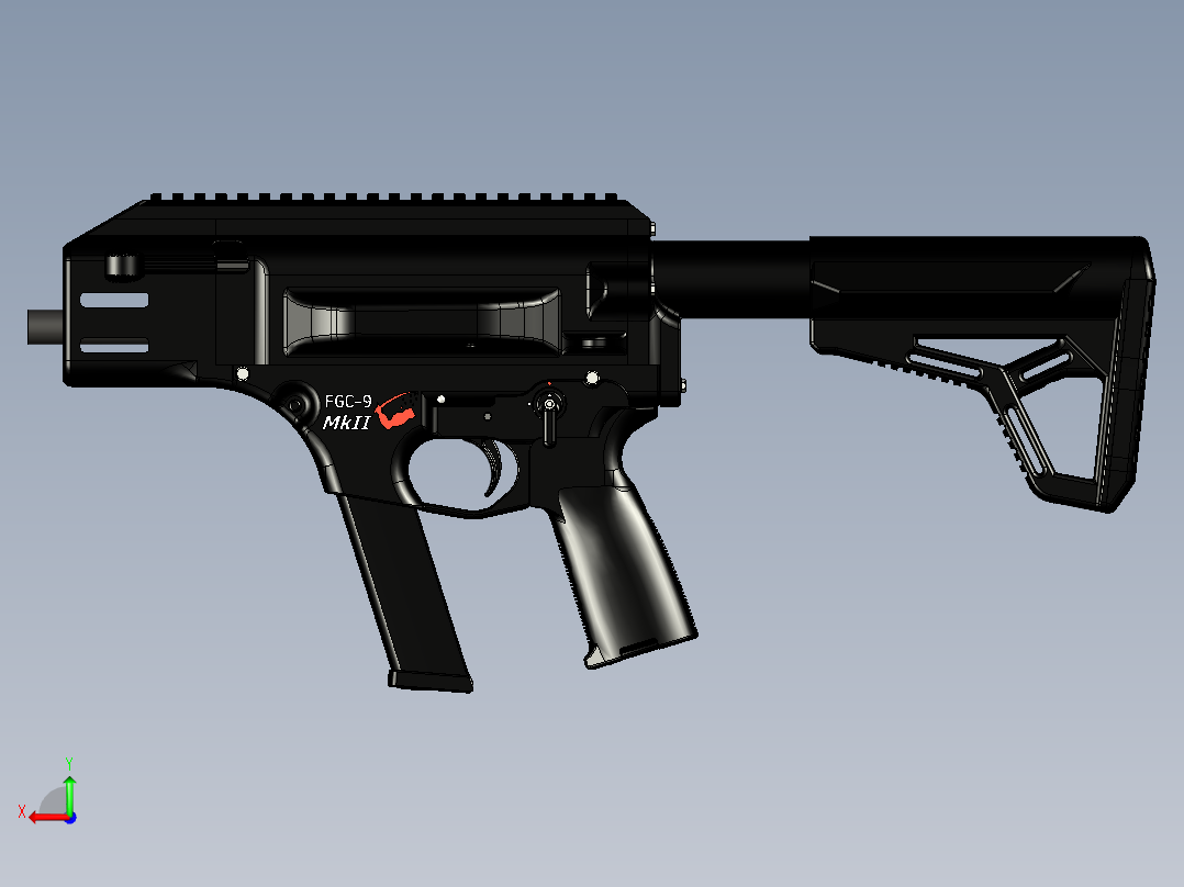 手枪左轮冲锋枪老式狙击步枪设计3D图纸fgc-9_mkii STP后视图