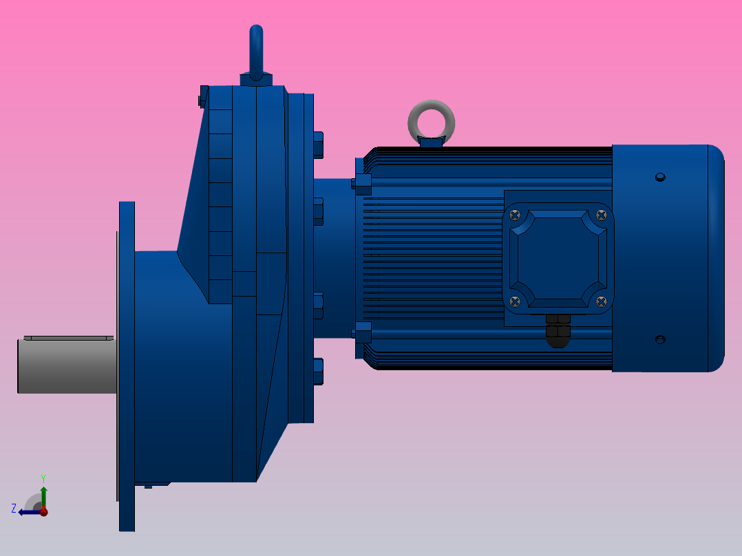 RXF157法兰轴伸式安装斜齿轮减速机RX157-Y22-4P-180L-M1-0°-Φ550右视图