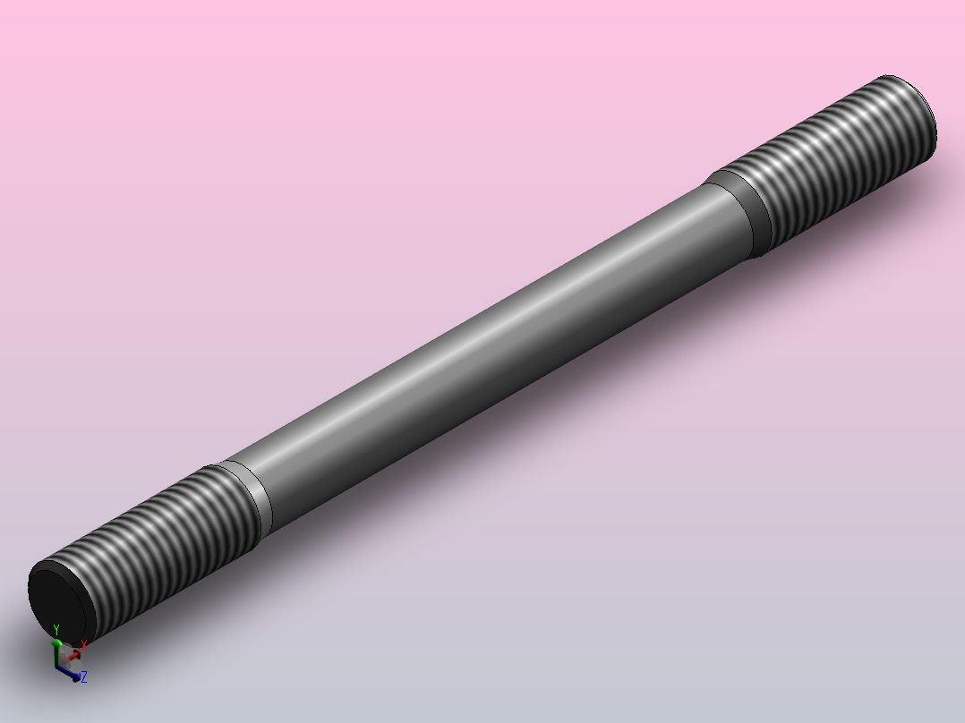 双头螺柱M12X150正等轴测图