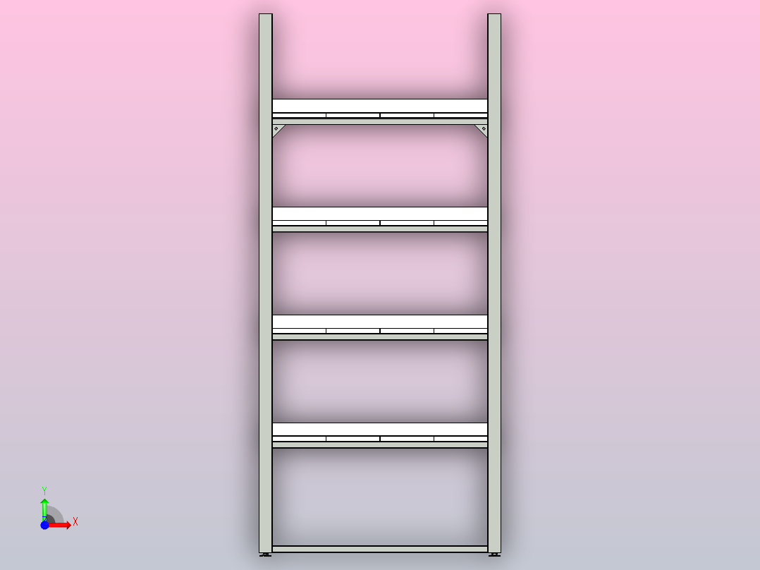 1号货架。商店的家具前视图