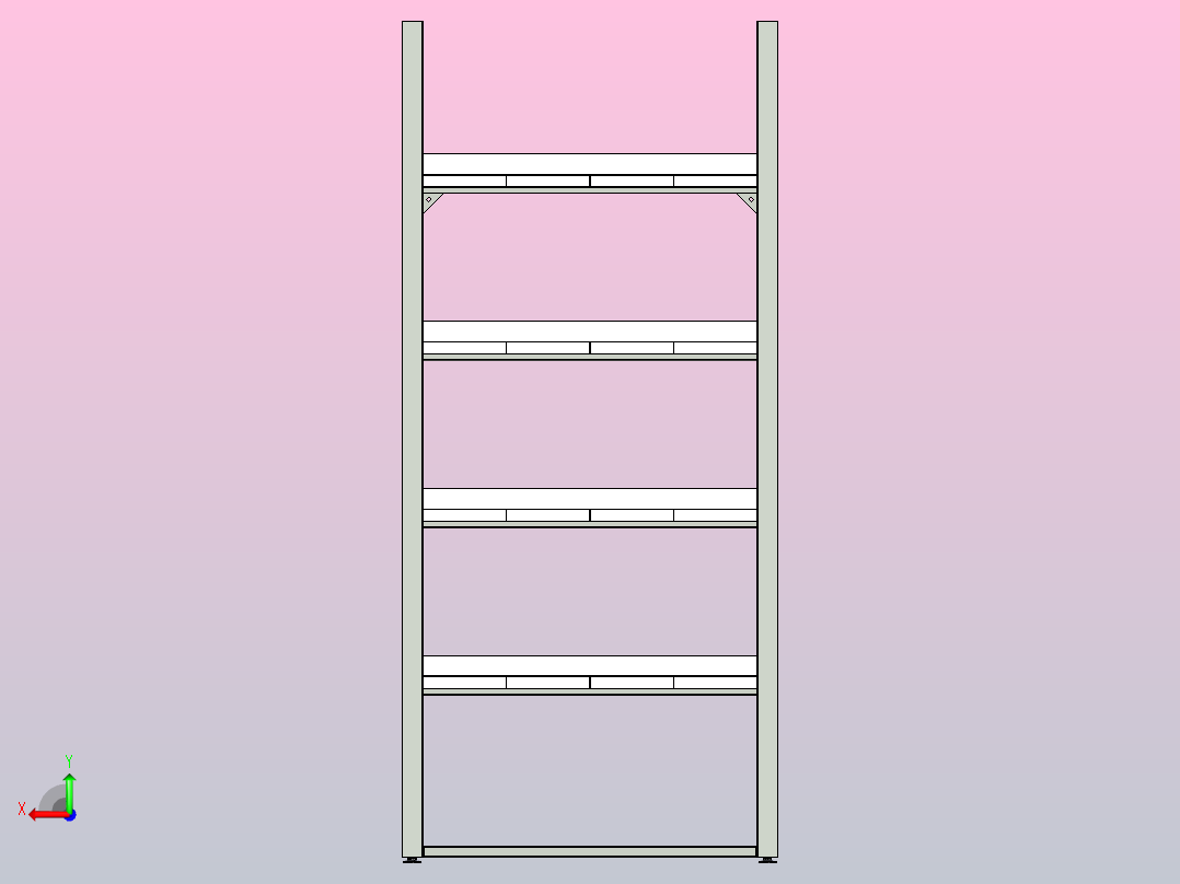 1号货架。商店的家具后视图