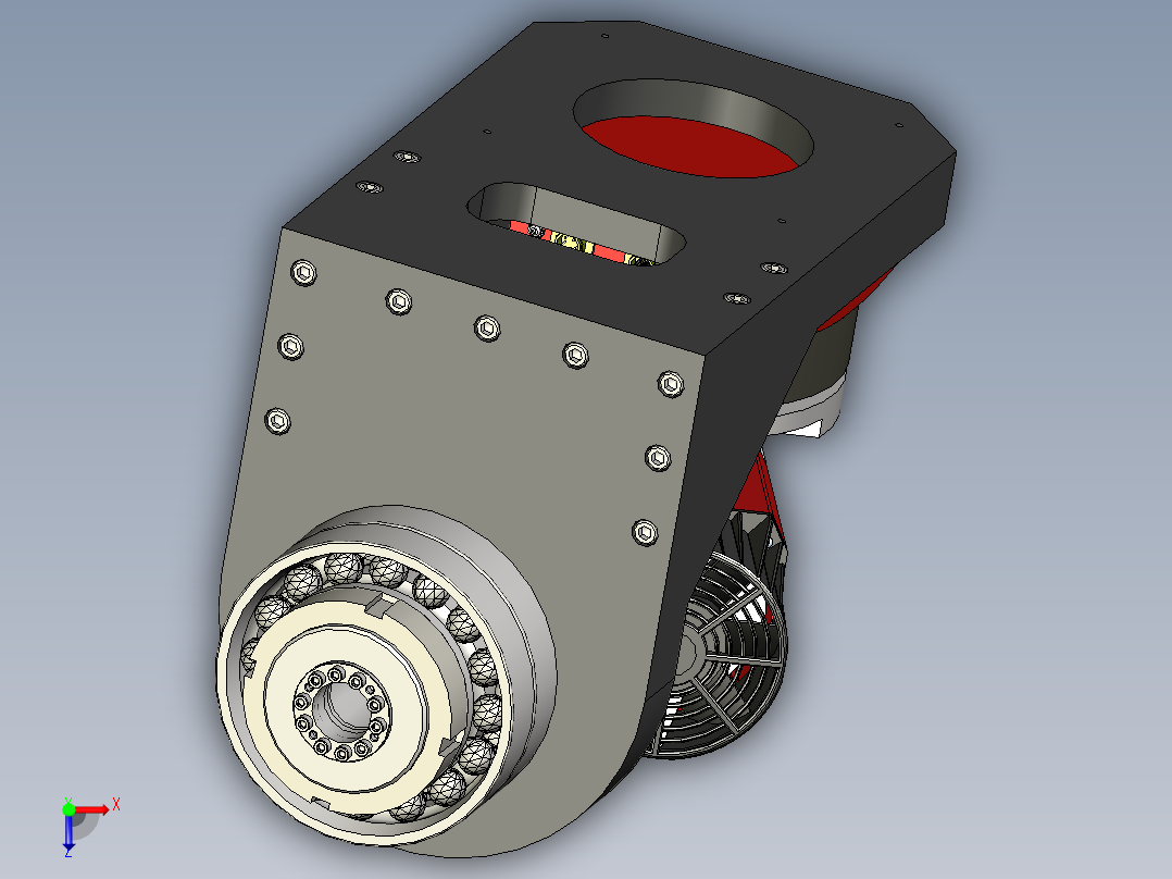 龙门机床旋转轴Gimbal Rotary模型3D图纸 INVENTOR设计俯视图