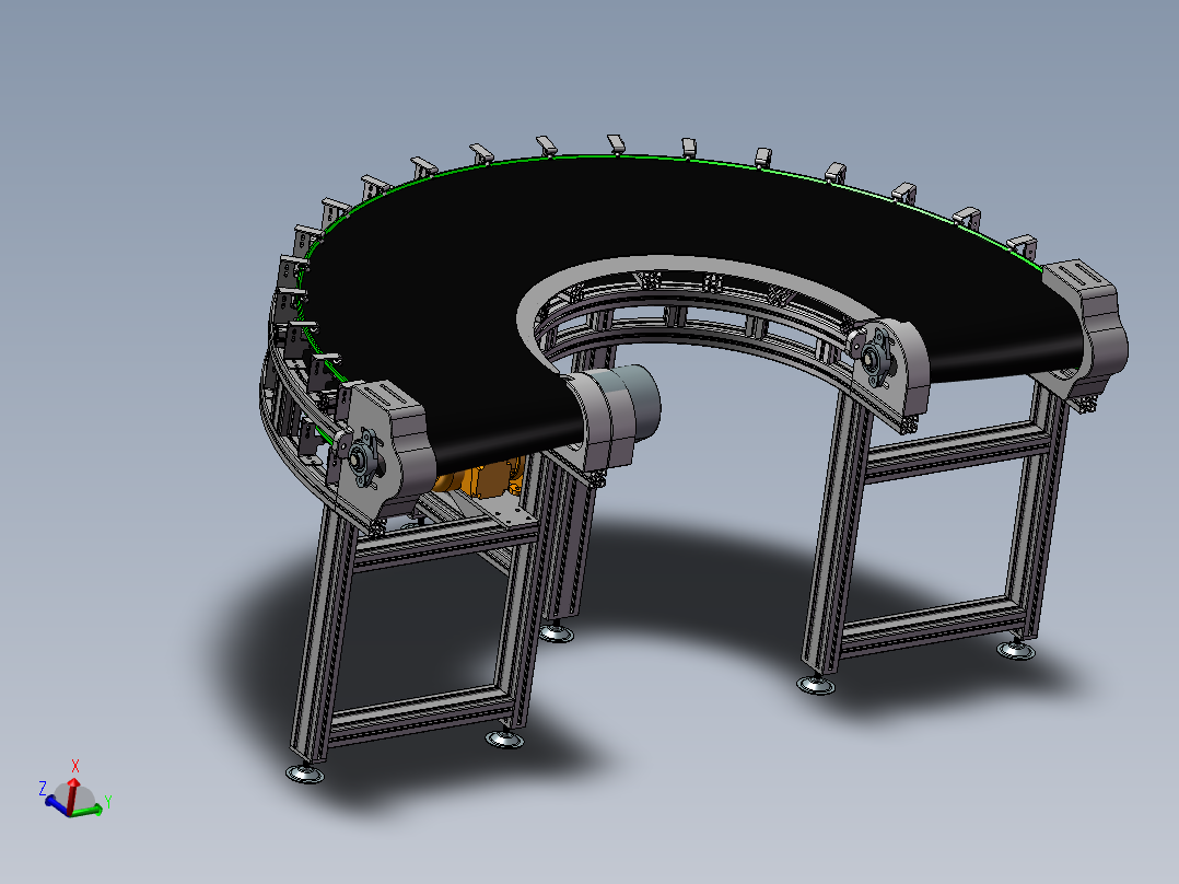 10套转弯皮带输送线3d图纸90度180度弧形输送机 拐弯输送线3d模型