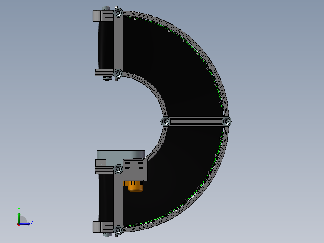 10套转弯皮带输送线3d图纸90度180度弧形输送机 拐弯输送线3d模型左视图