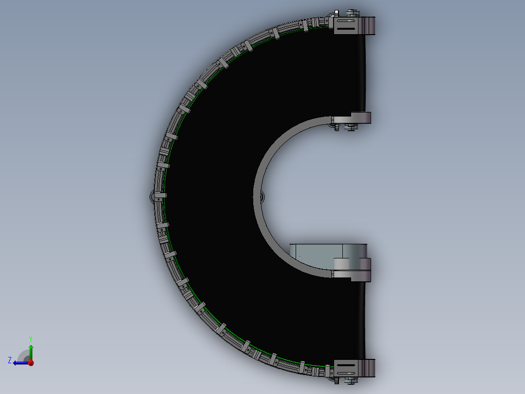 10套转弯皮带输送线3d图纸90度180度弧形输送机 拐弯输送线3d模型右视图